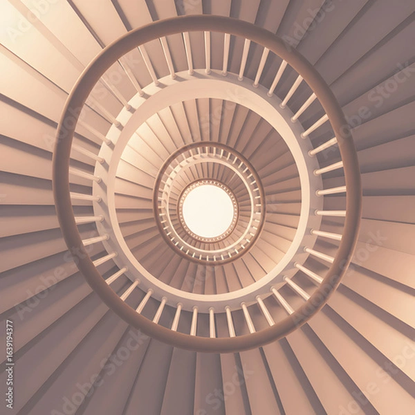 Fototapeta Symmetrical Spiral Staircase Viewed from Below