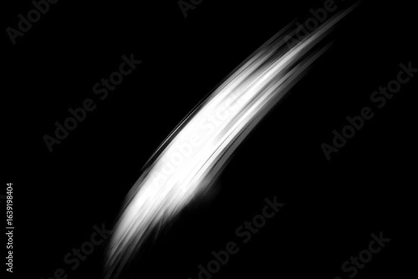 Obraz Abstract white light streak moving across a stark black background with a sense of speed and motion