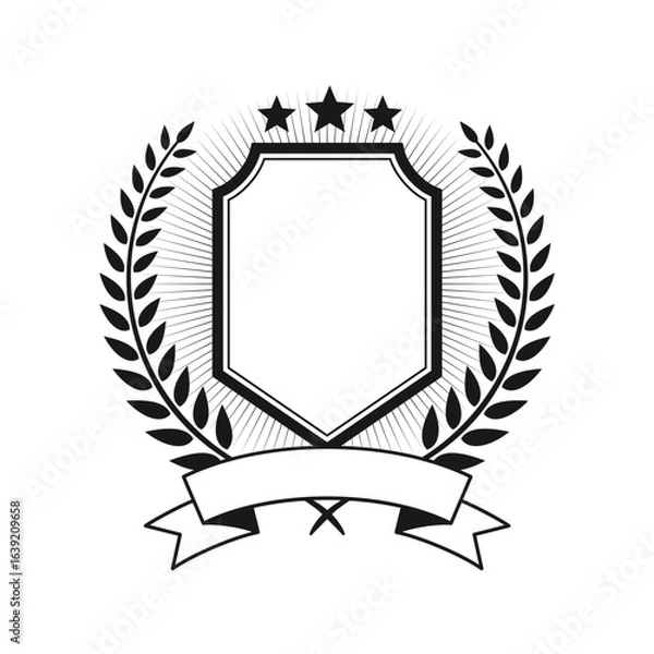 Fototapeta Laurel Wreath With Shield Badge