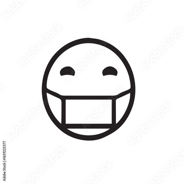 Obraz Cartoon vector illustration of a happy alien mask with a smiling face and blue eyes