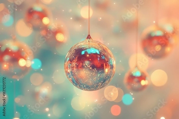 Obraz Festive holiday decorations with soft, warm light.