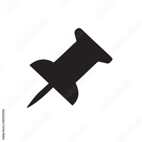 Obraz A simple push pin icon illustrates a flying airplane, symbolizing travel and business aviation