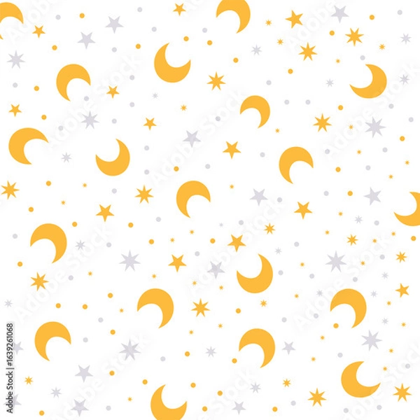 Obraz MOON AND STARS PATTERN DESIGN VECTOR IN WHITE BACKGROUND