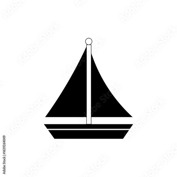 Obraz SAILBOAT ICON LOGO DESIGN VECTOR BLACK AND WHITE
