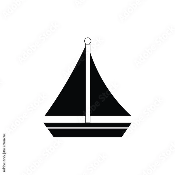 Obraz SAILBOAT ICON LOGO DESIGN VECTOR BLACK AND WHITE