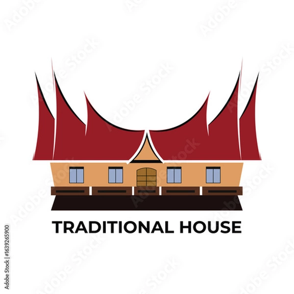Obraz TRADITIONAL HOUSE DESIGN VECTOR IN WHITE BACKGROUND