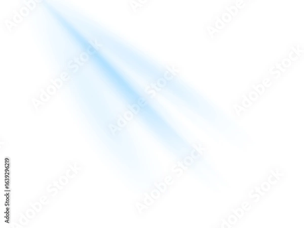 Fototapeta Soft blue light beam shining down diagonally with a subtle glow on a clean white background, providing an ethereal and minimalist design element