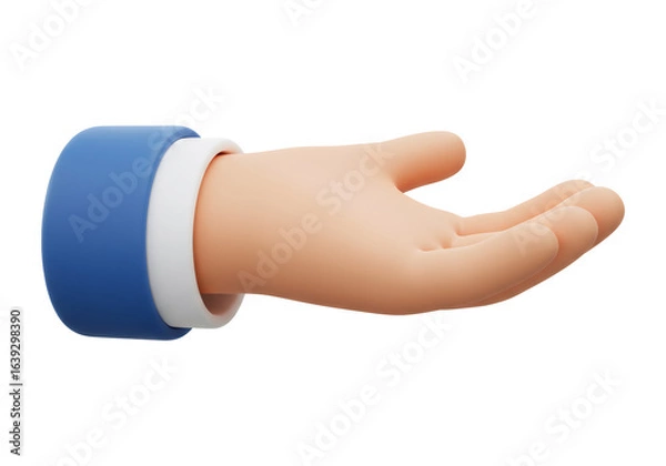 Obraz 青い袖の抽象的な手は透明な背景に助けを必要とするジェスチャーをレンダリングします