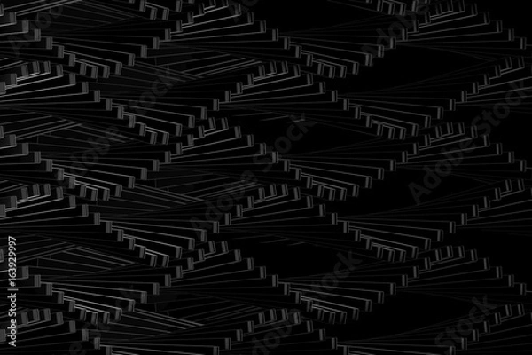 Obraz Background geometric black color pattern abstract concept 3D rendering
