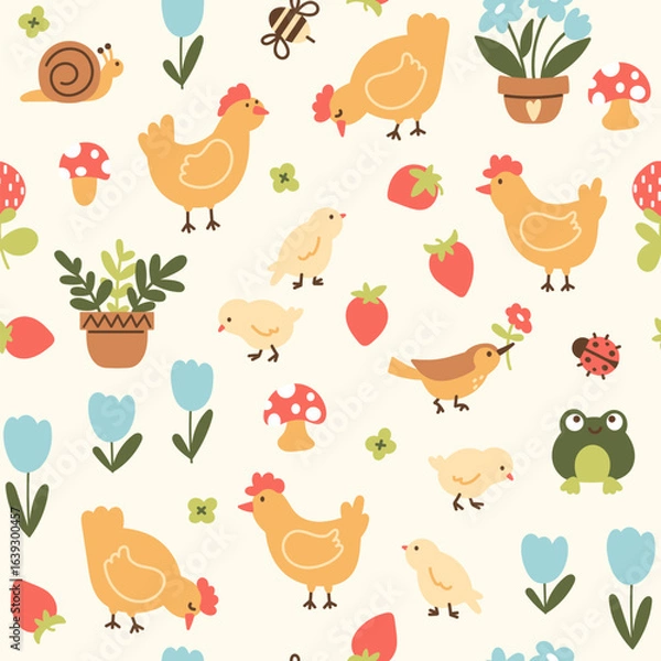 Obraz Cute village animals seamless pattern