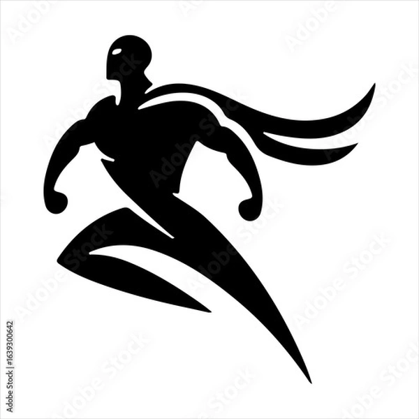 Obraz Dynamic silhouette of a superhero in action