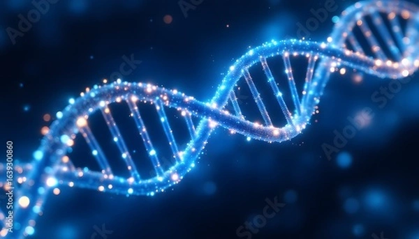 Fototapeta Glowing DNA double helix with depth of field effect