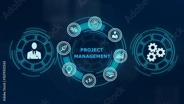 Fototapeta Project management concept. Business, Technology, Internet and network concept. illustration
