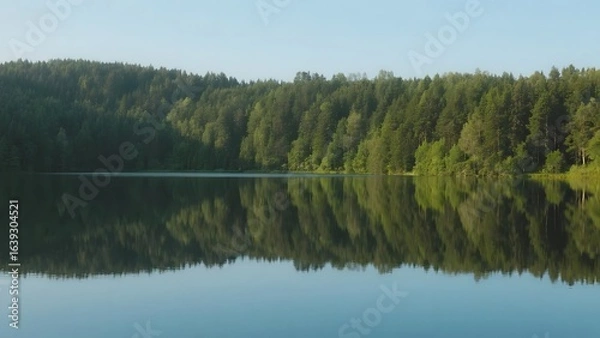 Obraz Calm Lake with Forest Reflection