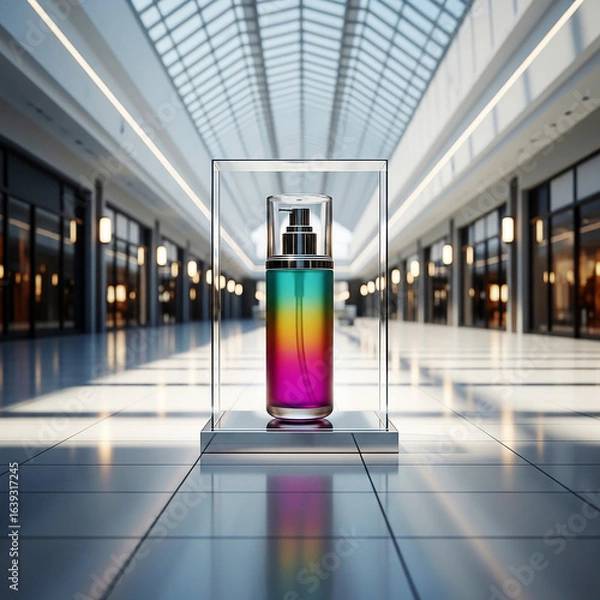 Obraz Elegant Colorful Beauty Product Display in Sunlit Modern Mall