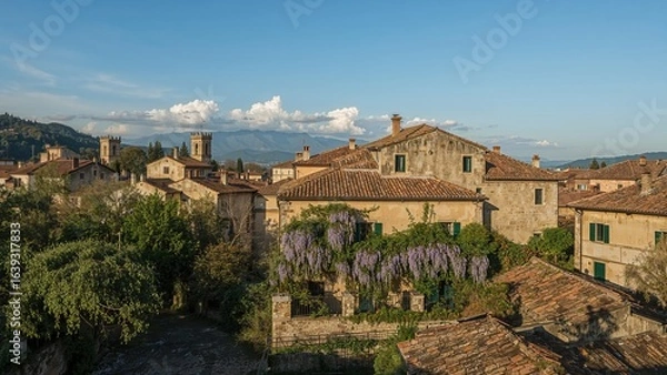 Obraz Medieval urban landscape in spring