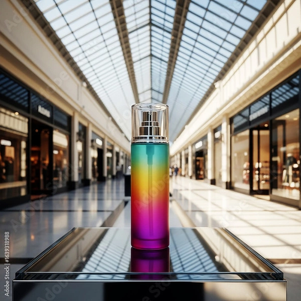 Obraz Elegant Colorful Beauty Product Display in Sunlit Modern Mall