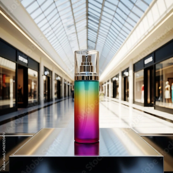 Obraz Elegant Colorful Beauty Product Display in Sunlit Modern Mall