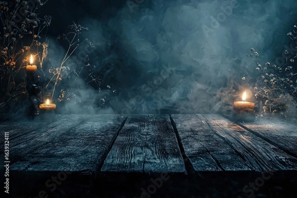 Fototapeta Table background of free space for your decoration and spooky halloween background