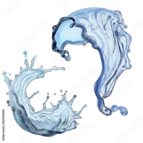Obraz Flowing water, a serene set of ripples, crystal droplets dancing in the air a portrait of beauty, freedom, and art in motion.