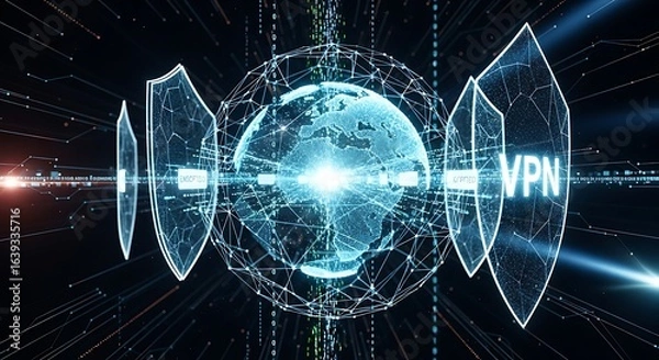 Obraz Global vpn network security and digital protection concept