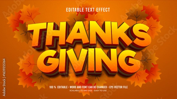Fototapeta thanks giving editable text effect