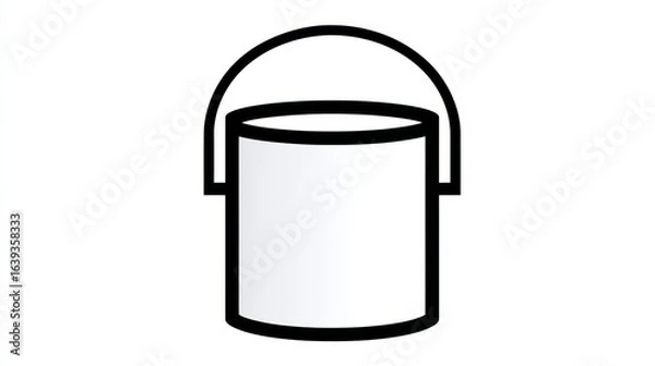 Fototapeta White bucket with a black handle. The bucket is empty. The bucket is a symbol of a container