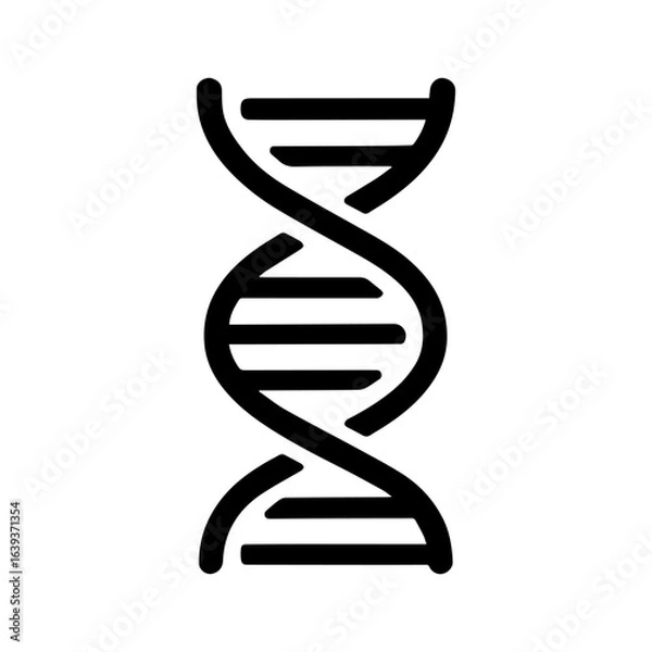 Obraz DNA Icon. Isolated Line Illustration of DNA Double Helix, Representing Genetics, Molecular Biology