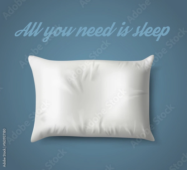 Obraz White Pillow on Blue Background with Real Shadow. Vector illustration 