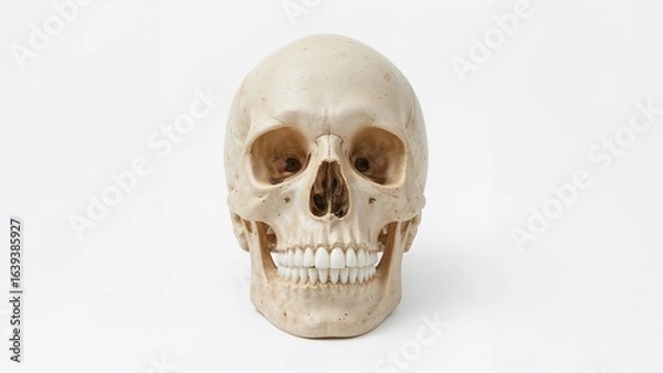 Fototapeta Basic anatomical cranial model against a white surface