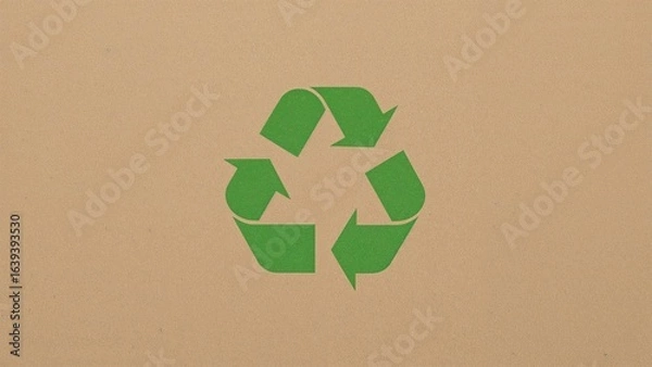 Fototapeta Brown cardboard with green recycling mark supporting 3Rs principle