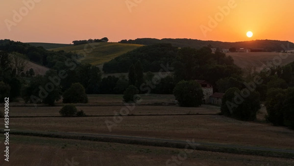 Obraz Campagne et coucher de soleil