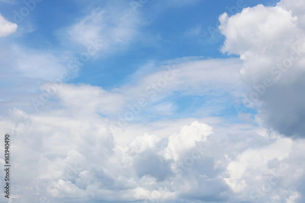 Fototapeta blue sky background with white clouds closeup