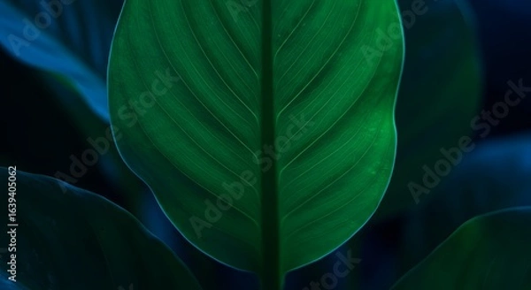 Fototapeta Macro close-up of green leaf texture
