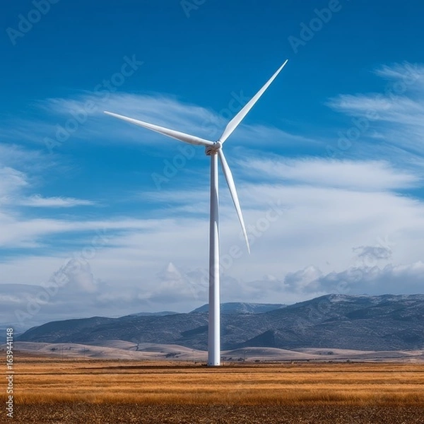 Obraz Renewable Energy Infrastructure in Nature Landscape Under Blue Sky