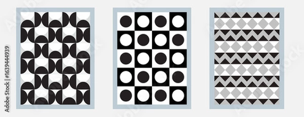 Fototapeta Modern poster background vector set. Abstract vector geometric poster set with various shape. ideal design for social media, cover, banner, flyer.