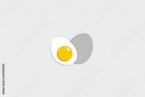 Fototapeta Minimalist half-boiled egg illustration with shadow