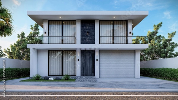 Obraz 3D illustration of a sophisticated two-story home 1