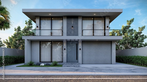 Obraz 3D illustration of a trendy two-story house 1