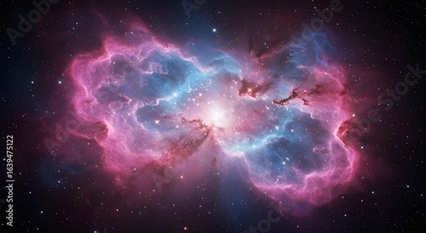 Fototapeta Pink and Blue Nebula in Outer Space