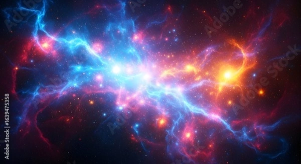 Fototapeta Vibrant Glowing Nebula with Star Burst