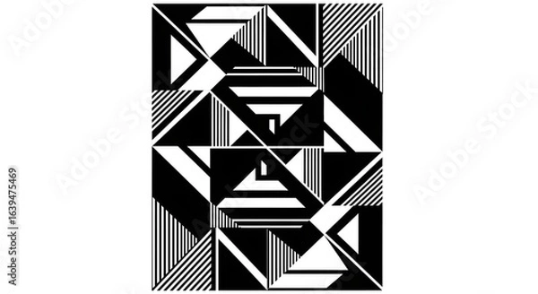 Fototapeta Black and White Geometric Triangle Pattern