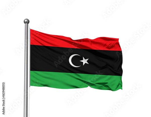 Fototapeta Libya National Flag Waving Against PNG