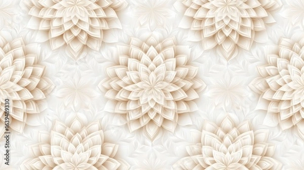 Fototapeta Elegant Floral Pattern with Soft Cream and Beige Tones for Design