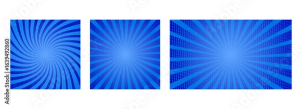 Obraz Set of comic blue sunburst background