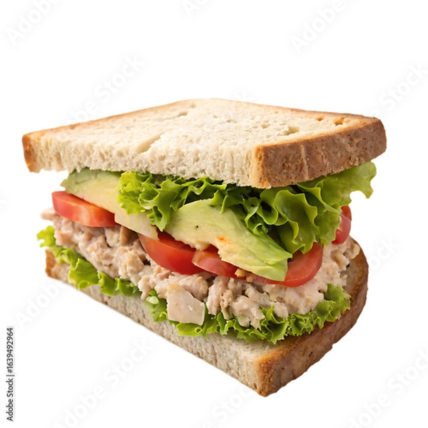 Fototapeta A turkey sandwich isolated on a transparent background
