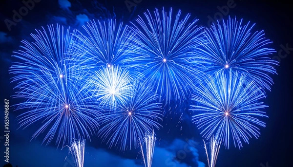 Obraz Blue Fireworks Night Sky Display.