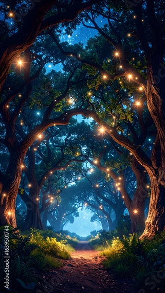 Fototapeta Enchanting Night Forest Path. (1)