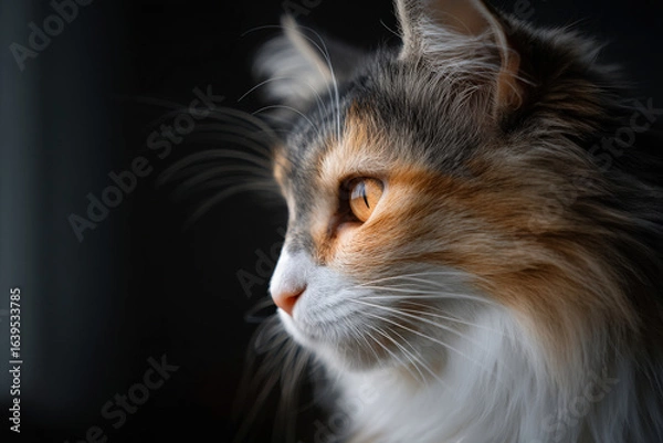 Fototapeta captivating portrait of cat with ultrabright eyes exuding charm and curiosity