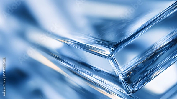 Fototapeta Elegant Close-up of Glass Layers Highlighting Transparency and Reflection
